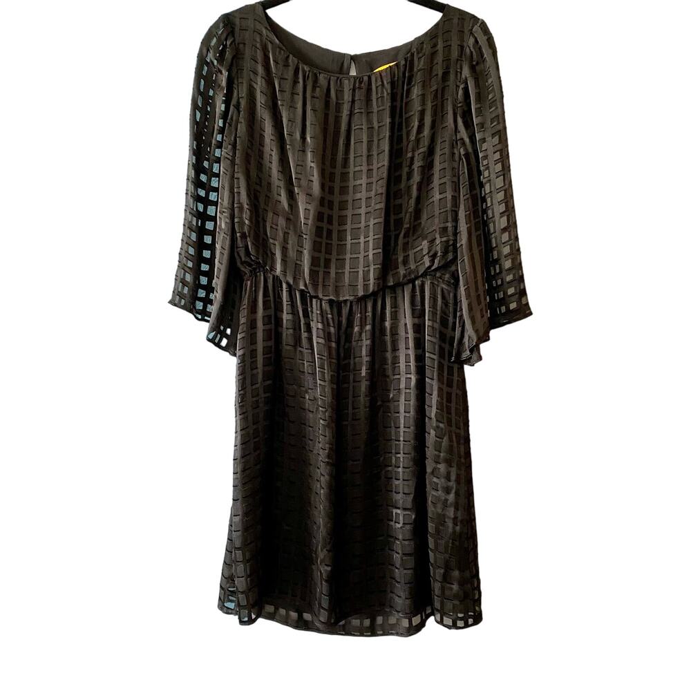 Alice + Oliva Black Window Pane Black Silk Dress Women's Size Small